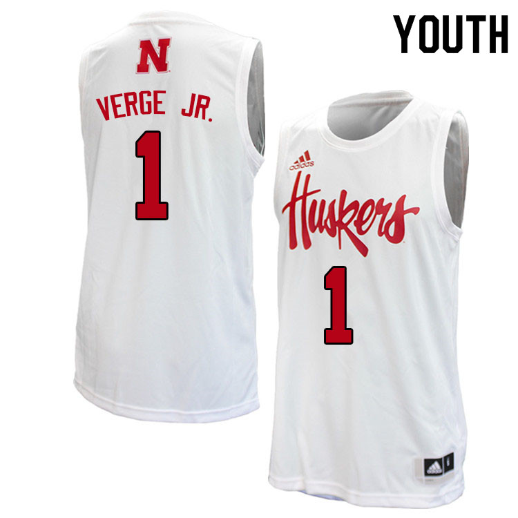 Youth #1 Alonzo Verge Jr. Nebraska Cornhuskers College Basketball Jerseys Sale-White